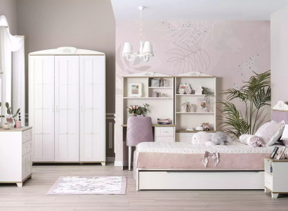 Chambre d'enfants Ensemble complet de meubles pour enfants Chesterfield Lit en bois Rose Ensemble de 8 pièces